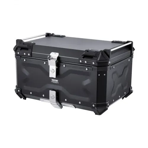VEVOR Motorrad-Topcase Motorradkoffer 65 L Heckbox aus Aluminiumlegierung mit Lederfutter, abnehmbare Motorrad-Topbox mit Schloss & Rückenpolster, Helmkoffer (565 x 500 x 380 mm) Schwarz – Bild 9
