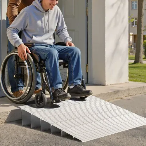 VEVOR Türschwellenrampe, 805x865x155 mm, Rollstuhlrampe aus Aluminiumlegierung mit einer Tragkraft von 360 kg, Bordsteinrampen für Heimtreppen, Rollstühle Roller Gehhilfen Fahrräder Dreiräder – Bild 7