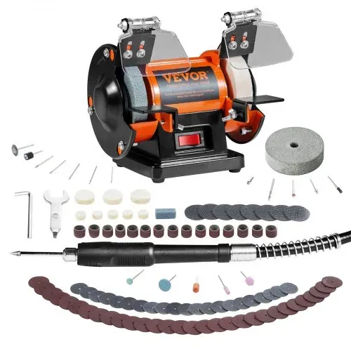 VEVOR Doppelschleifer Doppelschleifmaschine 3590 U/min 150 mm 50 W Profi Schleifmaschine Schleifbock mit Spritzschutz inkl 3 Polierscheiben – Bild 8