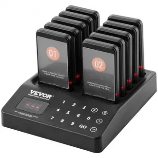 VEVOR Restaurant-Pager-System, Kabelloses Warteschlangensignal mit 400 m Reichweite, Piepser zur Rufannahme von Gästen mit Vibration und Blinken, 10 Pager für Imbisswagen, Kirche, Kindergarten VEVOR Restaurant-Pager-System, Kabelloses Warteschlangensignal mit 400 m Reichweite, Piepser zur Rufannahme von Gästen mit Vibration und Blinken, 10 Pager für Imbisswagen, Kirche, Kindergarten