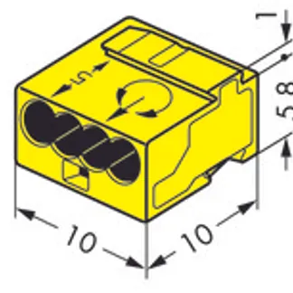 Wago Serie 243- 4-Leiter-Micro-Klemme (100 Stück) gelb Wago Serie 243- 4-Leiter-Micro-Klemme (100 Stück) gelb