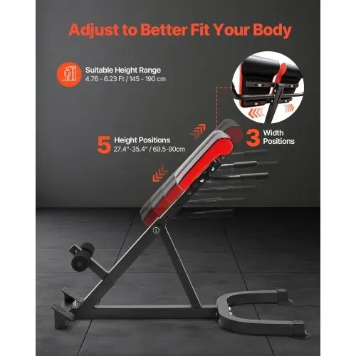 VEVOR römischer Stuhl Hyperextensionsbank 136 kg belastbare verstellbare Extensionsmaschine, Multifunktions-Trainingsgerät für Bauchmuskeltraining, Fitness-Hantelbank für das Heim-Fitnessstudio – Bild 3