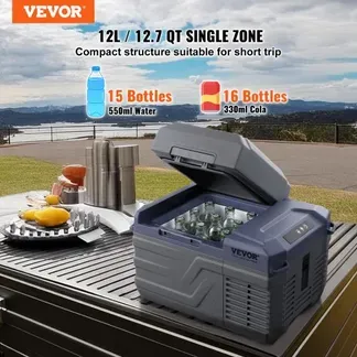 VEVOR Autokühlschrank, 12-Volt-Autokühlschrank, tragbarer 12-Liter-Einzelzonen-Gefrierschrank, einstellbarer Bereich von -4℉ bis 68℉, 12/24 V DC und 100-240 V AC-Kompressorkühler für Outdoor, Camping, Wohnmobil VEVOR Autokühlschrank, 12-Volt-Autokühlschrank, tragbarer 12-Liter-Einzelzonen-Gefrierschrank, einstellbarer Bereich von -4℉ bis 68℉, 12/24 V DC und 100-240 V AC-Kompressorkühler für Outdoor, Camping, Wohnmobil