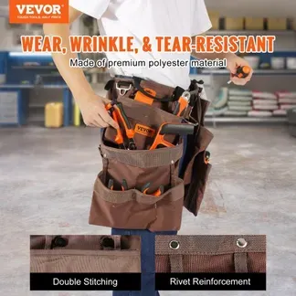 VEVOR Werkzeuggürtel 19 Taschen verstellbar von 81,2 bis 137,2 cm robuste Werkzeugtasche aus Polyester abnehmbare Werkzeugtasche für Elektriker Schreiner Heimwerker Holzarbeiter Baugewerbe Braun VEVOR Werkzeuggürtel 19 Taschen verstellbar von 81,2 bis 137,2 cm robuste Werkzeugtasche aus Polyester abnehmbare Werkzeugtasche für Elektriker Schreiner Heimwerker Holzarbeiter Baugewerbe Braun
