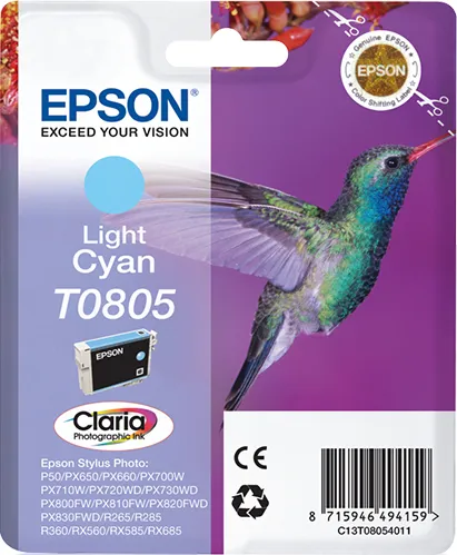 Epson Hummingbird Singlepack Light Cyan T0805 Claria Photographic Ink Epson Hummingbird Singlepack Light Cyan T0805 Claria Photographic Ink