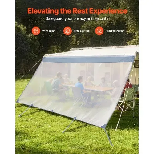 VEVOR Sonnenschutz (2 x 4,3 m) für Markisen (4,5 m), Markisen-Vorderwand aus Polyester-Netzgewebe, Doppelt Genähter & Atmungsaktiver Sichtschutz für Wohnmobil, Camping & Wohnwagen – Bild 3