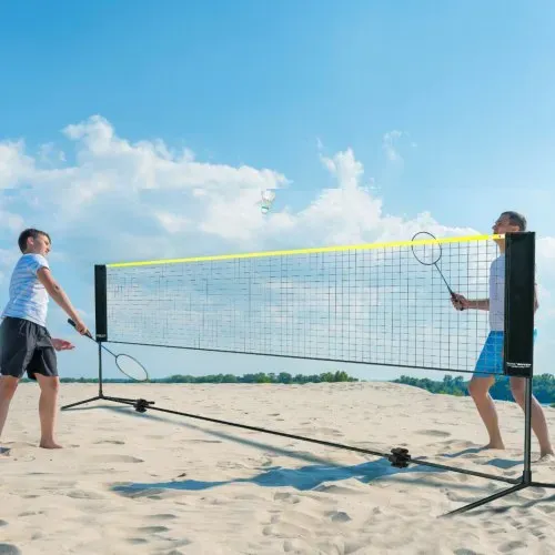 VEVOR Badmintonnetz, höhenverstellbares Volleyballnetz, 420 x 155 x 103 cm Faltbares Pickleballnetz, Tragbares Tennisnetz-Set mit Stangen, Ständer und Tragetasche, im Garten, Drinnen & Draußen – Bild 7