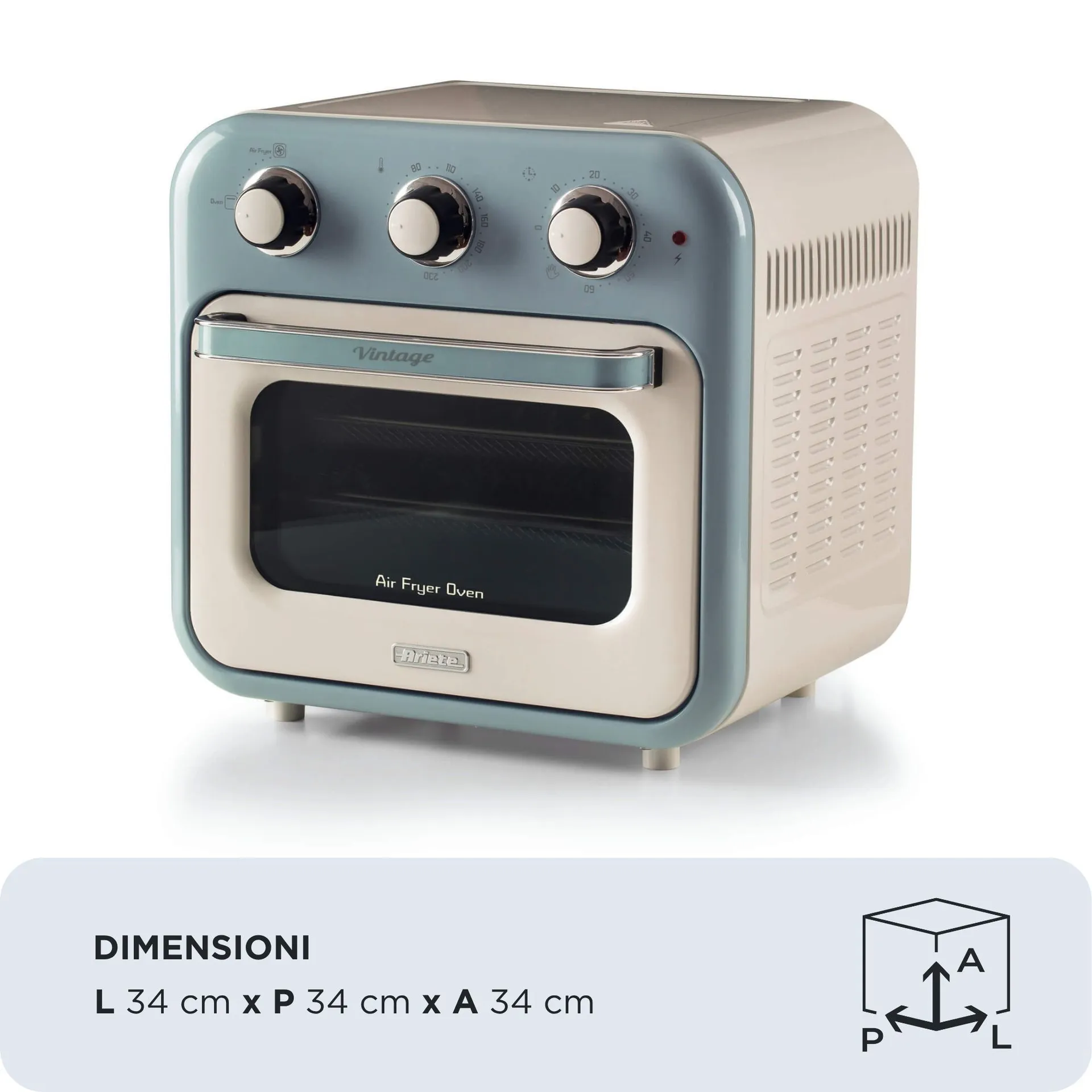 Ariete 4632/05 Einzelbild 16 l Freistehend 1400 W Heißluftfritteuse Hellblau – Bild 2