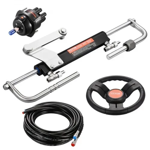 VEVOR 90 PS hydraulisches Außenborder-Lenkset, hydraulisches Bootslenksystem mit 342,9 mm Lenkrad, Steuerpumpe, Hydraulikzylinder und zwei 7924,8 mm Schläuchen für Einzelstation-Einmotorboote – Bild 8