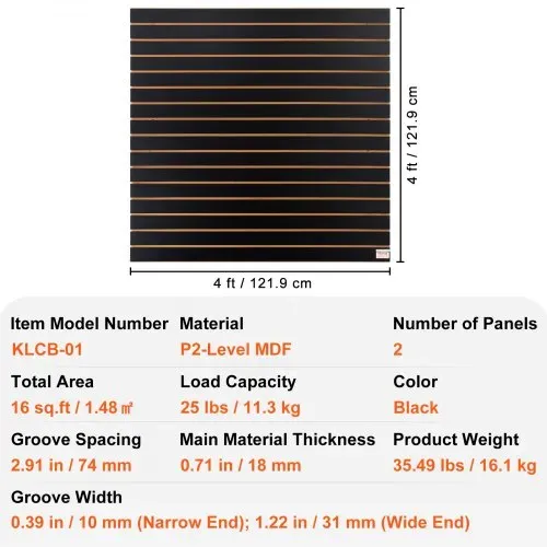 VEVOR 2er-Set Wandpanel Werkzeugwand 129,1x129,1cm Wandpaneel MDF Werkzeughalter Organizer, Lamellenwand Slatwall Stecktafel Pegboard Wandhalterung Ideal für Werkstatt Lager Keller Werkbank Garage – Bild 6