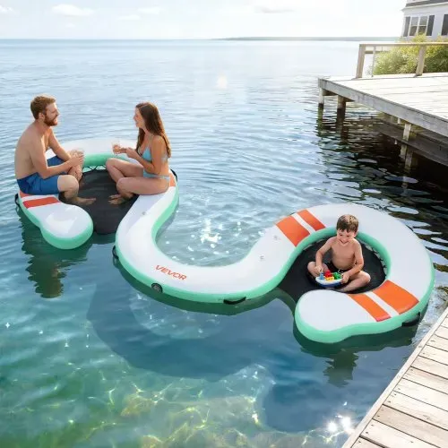 VEVOR Aufblasbares Schwimmdock, 4,57 x 1,83 m, Schwimmplattform mit Rutschfester Oberfläche, Tragetasche & Abnehmbarer Leiter, Schwimmende Insel, Wasserplattform für Pool, Strand & Meer – Bild 7