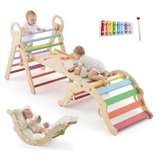 VEVOR Kletterdreieck, 9-in-1 Kletterspielzeug, mit Xylophon, Kissen, Kletterdreieck, Rutsche & Kletterbogen, bis 68 kg Belastbar, Montessori Indoor Spielset für Kinder im Alter von 1 bis 3 Jahren VEVOR Kletterdreieck, 9-in-1 Kletterspielzeug, mit Xylophon, Kissen, Kletterdreieck, Rutsche & Kletterbogen, bis 68 kg Belastbar, Montessori Indoor Spielset für Kinder im Alter von 1 bis 3 Jahren