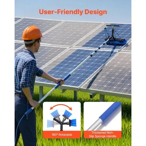 VEVOR 2-in-1 Teleskop Waschbürste für Solarpanel, Photovoltaik Reiniger Set mit 1,8-7,9m Alu-Teleskop 20m Wasseranschluss Abzieher Seifenspender, Reinigungsbürste für Solaranlage Fenster Terrassendach – Bild 5