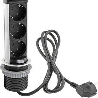 Schreibtisch-Einbausteckdose, rund Mini versenkbar, Edelstahl, 3x Steckd,USB A+C Schreibtisch-Einbausteckdose, rund Mini versenkbar, Edelstahl, 3x Steckd,USB A+C