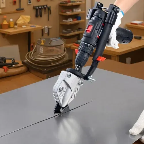 VEVOR Blechschere elektrisch, kompatibel mit 18-20-V-Bohrmaschinen, 360° Schwenkkopf, Metallscherenaufsatz ideal für 18 GA verzinkten Stahl, 20 GA Edelstahl, Aluminiumplatten, Kunststoff, Karton – Bild 7