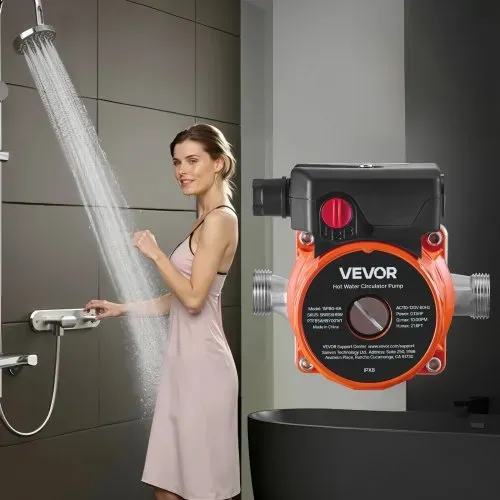 VEVOR Umwälzpumpe, 38 LPM, Umwälzpumpensystem mit sofortiger Zirkulation, 3-Gang-Steuerung, 100 W, AC 220–240 V, G3/4 Zoll auf G1/2 Zoll Adapter, Edelstahlkopf, für Warmwasserbereitersystem – Bild 7
