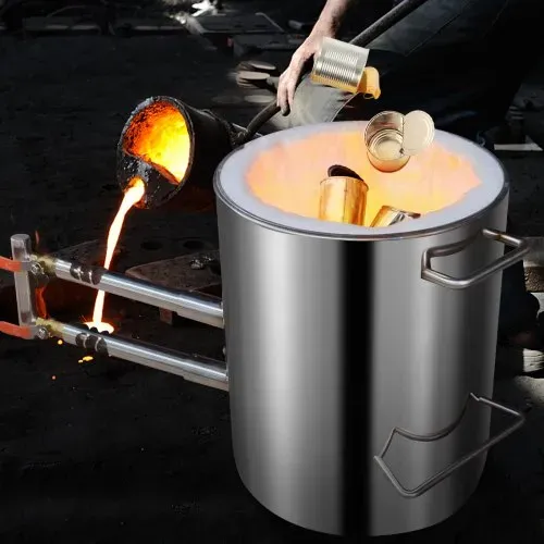 VEVOR Schmelzofen Propan Metall Schmelzofen 12 kg, Edelstahl Schmelzofen Gas 1482 ℃ inkl. 2 x Brenner, 1 x Tiegel, Schmiede Messerherstellung Schmiedeset für Kupfer, Aluminium, Gold, Silber usw. – Bild 7