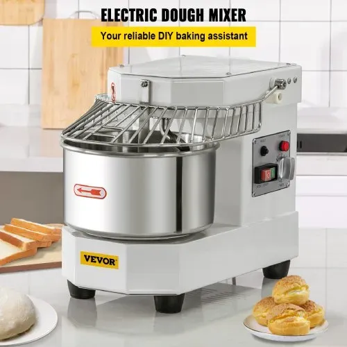 VEVOR Teigknetmaschine Küchenmaschine, 8 L Edelstahl Teigmixer, 450 W, einstellbar (130/233/414 U/min), inkl. Edelstahlschüssel, Sicherheitsschild, Timer, ideal für Bäckereien, Restaurants, Pizzeria VEVOR Teigknetmaschine Küchenmaschine, 8 L Edelstahl Teigmixer, 450 W, einstellbar (130/233/414 U/min), inkl. Edelstahlschüssel, Sicherheitsschild, Timer, ideal für Bäckereien, Restaurants, Pizzeria