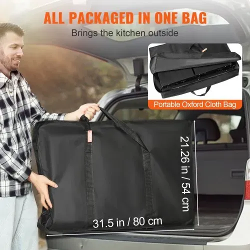 VEVOR Campingküche Outdoor Camping Küche 174 x 50 x 160 cm, Reiseküche Zeltschrank Zusammenklappbar 40 + 22 kg Klappbarer Campingtisch Küchenbox Arbeitsplatte Platz für die Spüle Tragetasche Shwarz – Bild 4