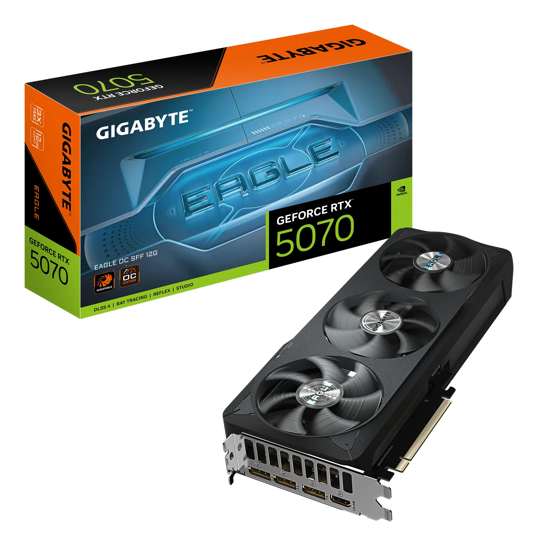 GIGABYTE GeForce RTX 5070 EAGLE OC SFF 12G Grafikkarte – 12GB GDDR7, 192 Bit, PCI-E 5.0, 2587 MHz Core Clock, 3 x DP 2.1b, 1 x HDMI 2.1b, NVIDIA DLSS 4, GV-N5070EAGLE OC-12GD GIGABYTE GeForce RTX 5070 EAGLE OC SFF 12G Grafikkarte – 12GB GDDR7, 192 Bit, PCI-E 5.0, 2587 MHz Core Clock, 3 x DP 2.1b, 1 x HDMI 2.1b, NVIDIA DLSS 4, GV-N5070EAGLE OC-12GD