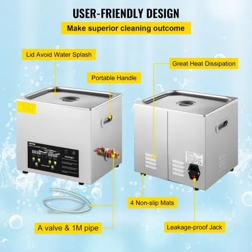 VEVOR 10 L verbesserter Ultraschallreiniger (400 W Heizung, 240 W Ultraschall) Professioneller digitaler Labor-Ultraschallreiniger mit Heizungstimer für die Reinigung von Teilen und Instrumenten – Bild 5