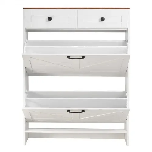 VEVOR Schuhschrank mit 2 Klappen & Kippschutz & Schubladen, platzsparender Schuhkipper, freistehender Schuhregal-Organizer für den Eingang Flur Wohnzimmer Veranda, Schuhregal 80x24x105 cm Weiß – Bild 8