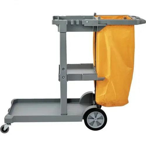 VEVOR Reinigungswagen Putzwagen mit 3 Fächern, Hygienewagen Reinigungswagen 90,7 kg Tragfähigkeit, Grau PP Wischwagen Systemwagen mit PVC-Müllsack, Geeignet für Büros, Einkaufszentren, Hotels – Bild 9