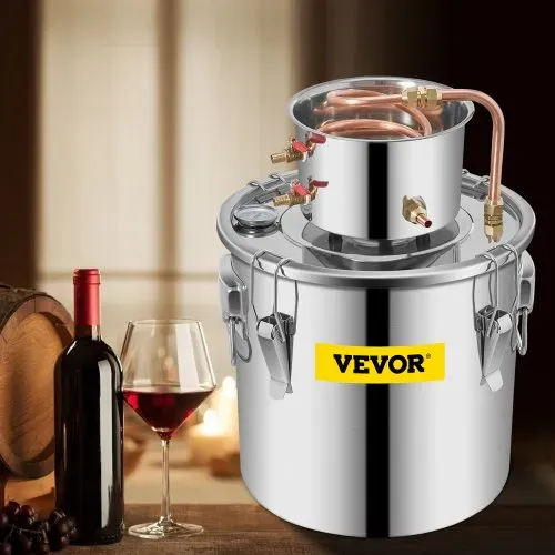 VEVOR Alkohol Destillierapparat 30 L, Alkohol Destillierapparat mit Umwälzpumpe, Alkohol Destillierapparat Kupferrohr, Whiskey Destillierapparat mit eingebautem Thermometer, Edelstahl – Bild 7