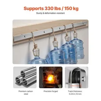 VEVOR Schiebetürsystem 1,5m Laufschiene, Tragkraft 150 kg, Kompatibel mit 762mm max. Breite & 34,92-44,45 mm Dicke, einzelne Schiebetür für Scheunentore, Schiene & J-förmige Rolle, Silber VEVOR Schiebetürsystem 1,5m Laufschiene, Tragkraft 150 kg, Kompatibel mit 762mm max. Breite & 34,92-44,45 mm Dicke, einzelne Schiebetür für Scheunentore, Schiene & J-förmige Rolle, Silber