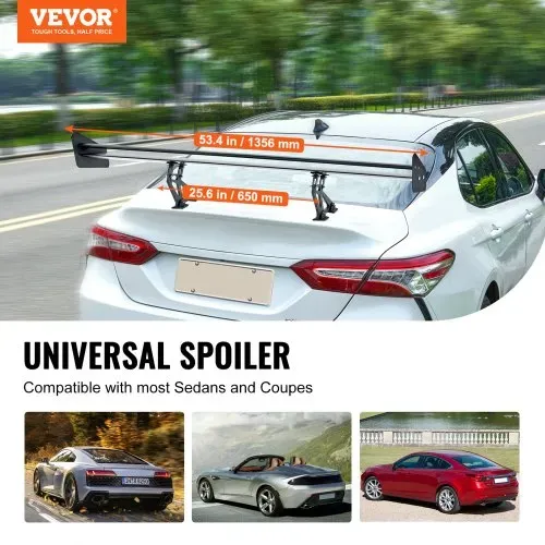 VEVOR GT Wing Autospoiler, 53,1 Zoll Universalspoiler mit Doppeldeck, verstellbares leichtes Aluminium, Auto Heckspoilerflügel, Racing Spoiler BGW/JDM Drift Schwarz VEVOR GT Wing Autospoiler, 53,1 Zoll Universalspoiler mit Doppeldeck, verstellbares leichtes Aluminium, Auto Heckspoilerflügel, Racing Spoiler BGW/JDM Drift Schwarz