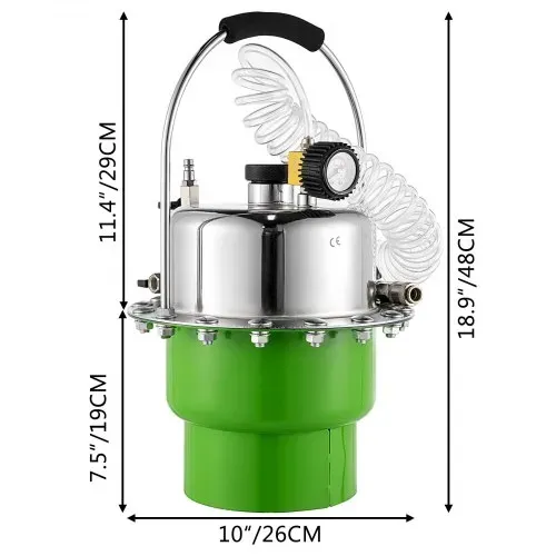 VEVOR 5L Bremsenentlüftungsgerät 0-10 Bar, Pneumatischer Druckluft Bremsenentlüfter 1,3 G, Bremsenentlüfter Druckluft Bremsenentlüftungsgerät Bremsentlüftungssatz – Bild 7