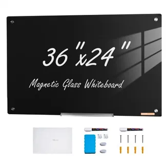 VEVOR Magnetisches Glas-Whiteboard, Trocken Abwischbare Tafel 90 x 60 cm, Wandmontiertes Großes Weißes Glasboard ohne Rahmen, mit Stiftablage, einem Radiergummi& 2 Stiften, Magnettafel Schwarz VEVOR Magnetisches Glas-Whiteboard, Trocken Abwischbare Tafel 90 x 60 cm, Wandmontiertes Großes Weißes Glasboard ohne Rahmen, mit Stiftablage, einem Radiergummi& 2 Stiften, Magnettafel Schwarz