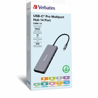 Verbatim CMH-14 USB Typ-C 5000 Mbit/s Silber Verbatim CMH-14 USB Typ-C 5000 Mbit/s Silber