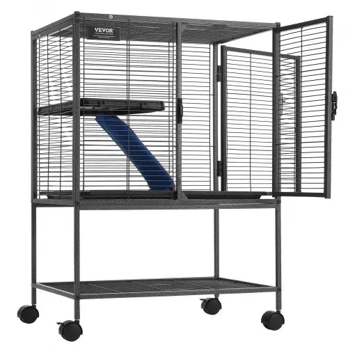 VEVOR 86,4 cm rollender Frettchenkäfig aus Metall, großer 2-stöckiger Critter Nation-Käfig, Kleintierkäfig mit Rampen und Tablett, einfach aufzubauen für Hausratten, Hamster, Meerschweinchen, Chinchillas, Eichhörnchen, Igel, Hasen – Bild 10