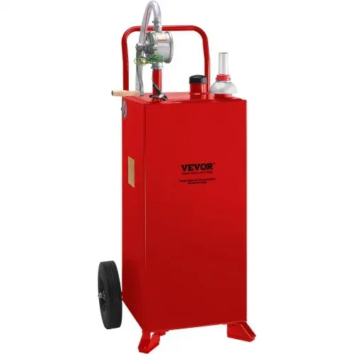 VEVOR 30 Gallonen Kraftstofftrolley, Kraftstoffspeicher mit 2 Rädern manueller Transferpumpe, Benzin-Diesel-Kraftstoffbehälter für Autos, Rasenmäher, Geländefahrzeuge, Boote, mehr, Rot – Bild 9