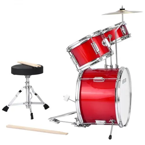 VEVOR Schlagzeug Set, 3-teilig, Drum Kit mit 35,6 cm Bassdrum, 25,4 cm Snare-Drum und 20,3 cm Tom-Toms, Musik-Lern-Schlagzeug-Instrumenten-Set, Ideal für Kinder von 6 bis 13 Jahren (rot) – Bild 9