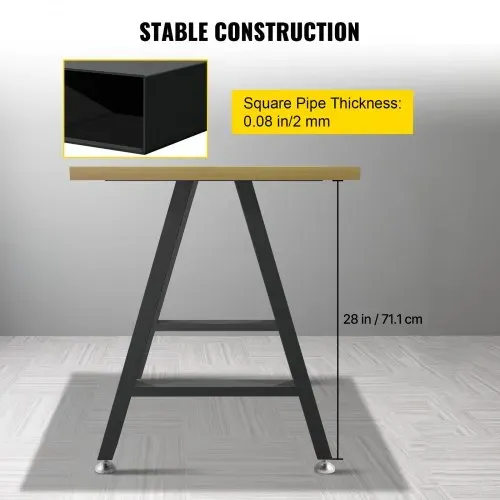 VEVOR 2 Stk. Tischgestell Stahl Tischuntergestell 71,1x45cm Tischkufen 363 kg Tragfähigkeit Tischbeine 6 vorgebohrte Löcher φ 6 mm Tischfuß Ideal für Esstische Couchtische Gartenbänke Schreibtische – Bild 2