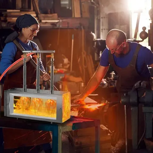 VEVOR tragbare Propangas-Schmiede mit 3 Brenner 1427 °C, Hufschmiede Schmiedeofen mit quadratischer Form, Edelstahl, Gasschmiedewerkzeuge und -ausrüstung, Schmelzofen Verwendung zum Metallschmieden – Bild 7