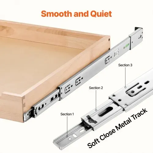 VEVOR Ausziehbarer Schrank-Organizer Schrankschublade Regal (508 x 533 x 76 mm) mit sanftem Schließmechanismus, Holz-Schiebeschublade Unter- und Seitenmontage, für Küche Speisekammer Badezimmer – Bild 2