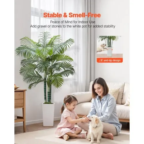 VEVOR Künstliche Areca-Palme, 1,8 m, künstliche tropische Palmenpflanzen mit weißem, hohem Pflanzgefäß, Kunstseidenpflanze im Topf, Kunstbaum für Veranden, Wohnzimmer, Terrassen Zuhause, Büro – Bild 2