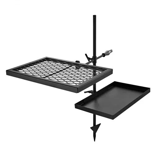 VEVOR Lagerfeuergrill Schwenkbar mit Grillrost Grillplatte Kohlenstoffstahl, 360° Höhenverstellbarer Schwenkgrill mit Grillständer, Drehbarer Outdoor-Grill für Offenes Feuer, Camping und Garten – Bild 9