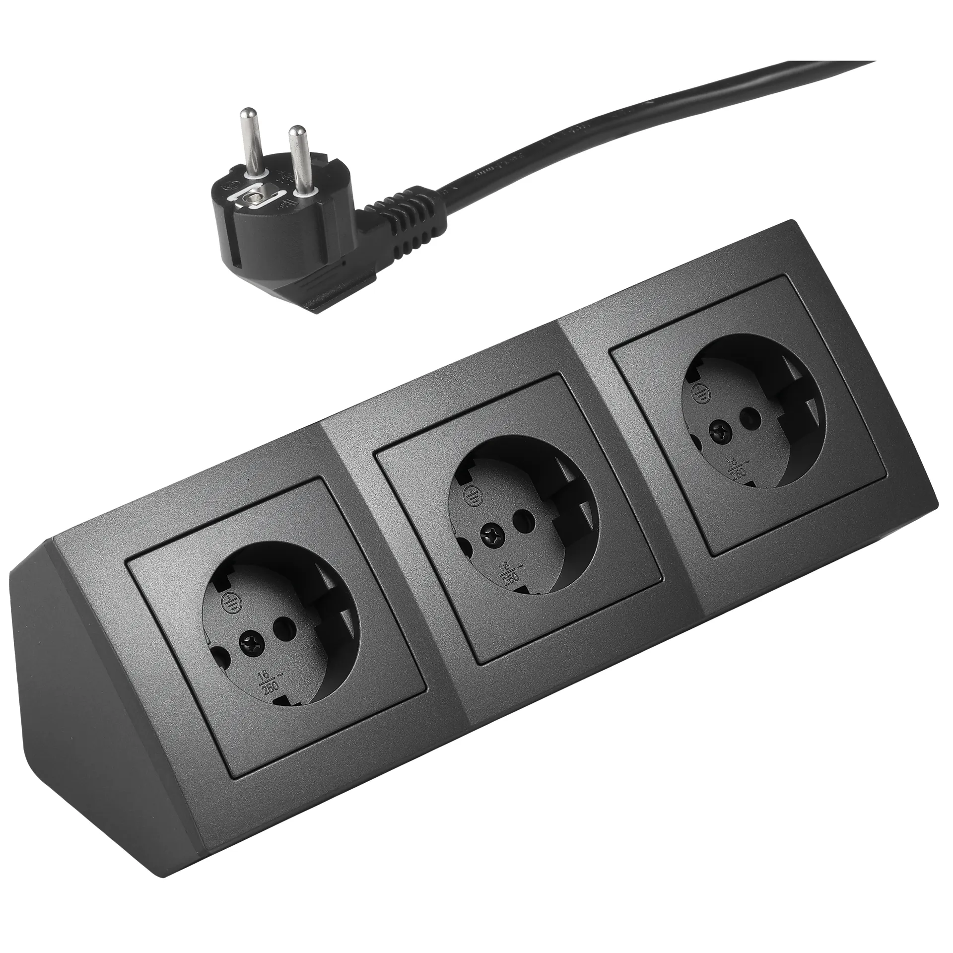 Steckdosenblock McPower “Flair“ 250V~/16A, anthrazit, 3-fach, 2m Kabel+ Stecker Steckdosenblock McPower “Flair“ 250V~/16A, anthrazit, 3-fach, 2m Kabel+ Stecker