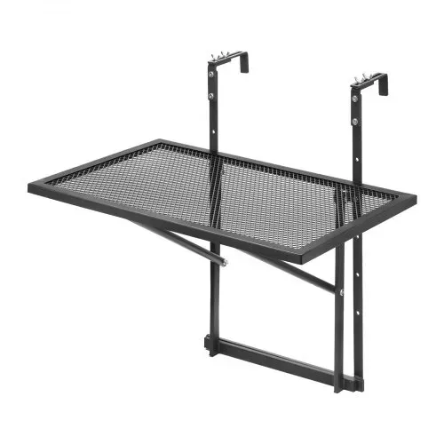 VEVOR Balkontisch, 61x41 cm, klappbarer Balkonhängetisch aus Metall, Klapptisch für Geländer im Freien, 5-stufig verstellbar, passend für Geländer von 1 bis 4,7 Zoll, Serviertisch für Terrasse & Deck – Bild 8