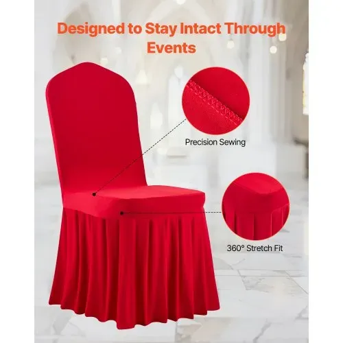 VEVOR Stuhlhussen Stuhlbezug flacher Vorderseite 30 Stk. waschbarer & abnehmbarer Stuhlüberzug aus Polyester-Spandex für Hochzeitsfeiern Restaurant, passend für Stühle (51 x 45 x 95 cm) Rot – Bild 5