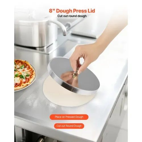 VEVOR elektrische Pizzateigpresse 355,6 mm Gebäck-Pressplatte, Brotpresse automatisch 370 W aus Edelstahl, kommerzieller Chapati Presse, Formmaschine mit einstellbarer Dicke, Teigstücke pro Stunde – Bild 5