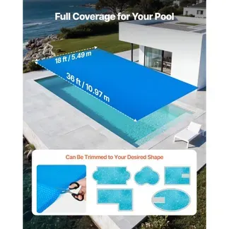 VEVOR Pool Solarfolie, 10972×5486 mm, Solarplane, 0,2 mm Pools Solardecke mit Luftpolster- & PE-Material, Wärmeabsorption tagsüber, Wärmespeicherung nachts, Solarabdeckungen, blau VEVOR Pool Solarfolie, 10972×5486 mm, Solarplane, 0,2 mm Pools Solardecke mit Luftpolster- & PE-Material, Wärmeabsorption tagsüber, Wärmespeicherung nachts, Solarabdeckungen, blau