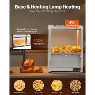 VEVOR Kommerzielle Nacho-Maschine 80 L, Elektrischer Chip-Wärmer 300 W mit Heizplatte & Wärmelampe & Ablenkplatte, Nacho-Chip-Wärmer aus Edelsstahl für Popcorn Kartoffelchips Erdnusschips VEVOR Kommerzielle Nacho-Maschine 80 L, Elektrischer Chip-Wärmer 300 W mit Heizplatte & Wärmelampe & Ablenkplatte, Nacho-Chip-Wärmer aus Edelsstahl für Popcorn Kartoffelchips Erdnusschips