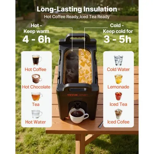 VEVOR Heiß- und Kaltgetränkespender Getränkespender 9,5 L, LDPE Heiß- und Kaltwasserbrunnen Großer Getränkespender mit Zapfen für Kaffee, Kalte Milch, Wasser, Saft usw. Isolierkanne 1-2 Personen VEVOR Heiß- und Kaltgetränkespender Getränkespender 9,5 L, LDPE Heiß- und Kaltwasserbrunnen Großer Getränkespender mit Zapfen für Kaffee, Kalte Milch, Wasser, Saft usw. Isolierkanne 1-2 Personen