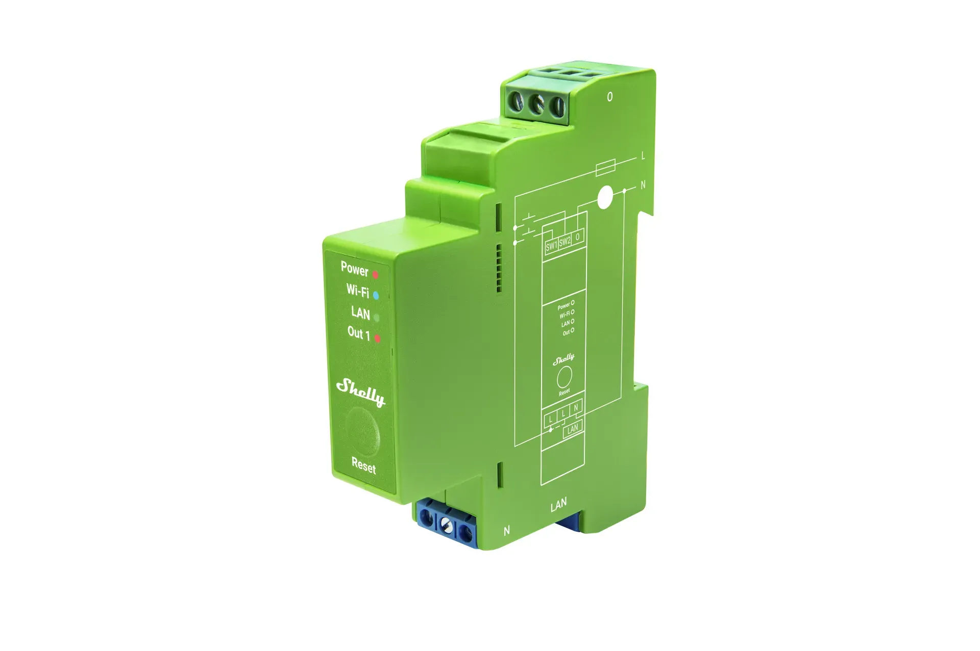 Shelly · Hutschiene · „Pro Dimmer 1PM“ · LEDs & Glühbirnen · 1 Kanal · Messfunktion · WLAN · LAN · BT Shelly · Hutschiene · „Pro Dimmer 1PM“ · LEDs & Glühbirnen · 1 Kanal · Messfunktion · WLAN · LAN · BT