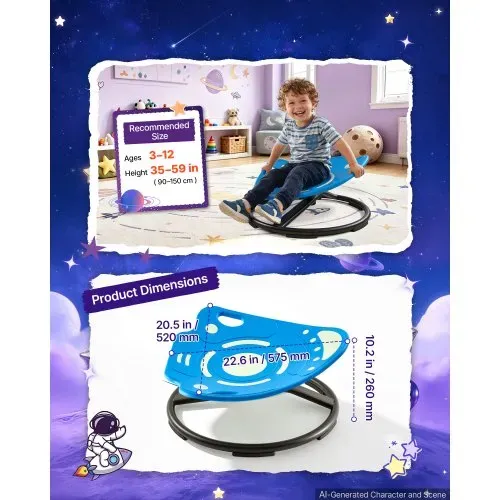 VEVOR Drehstuhl Kinder Autismus Sensorischer Drehsitz 75 kg 519x520 mm Blau, ADHS Hilfsmittel für Kinder im Alter von 3-12 Jahren, Förderung von Gleichgewicht Körperkoordination Greifkraft, PP-Material – Bild 5